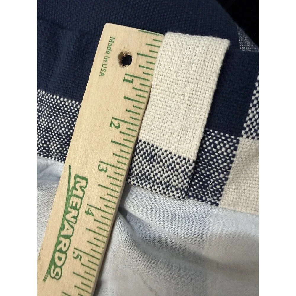 Pottery Barn Two (2) Bryce Check Drapes 50x84 Off White Bone Blue buffalo Plaid